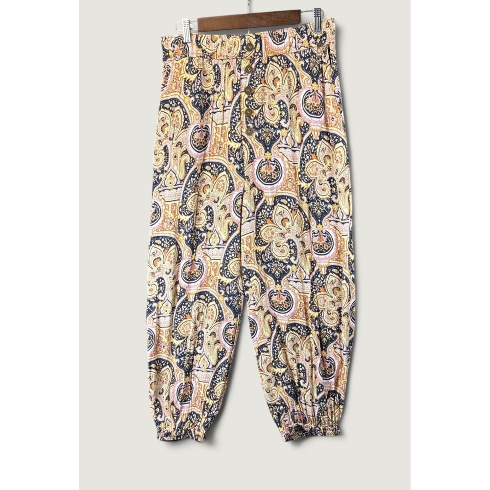 Anthropologie Paisley Jogger Boho Pants Women M Viscose Pull On Festival Concert